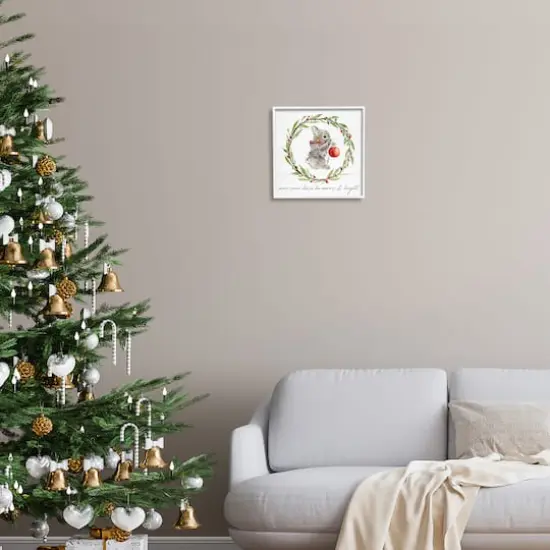 Stupell Industries Merry & Bright Bunny Wreath Framed Giclee Art White {3}