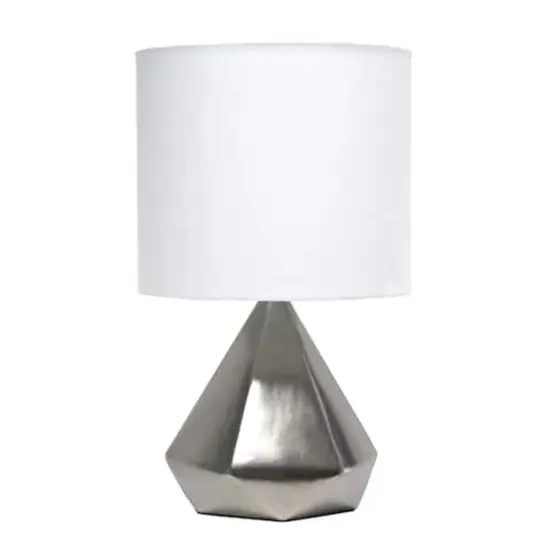 Simple Designs 19.8" Solid Pyramid Table Lamp Silver {1}