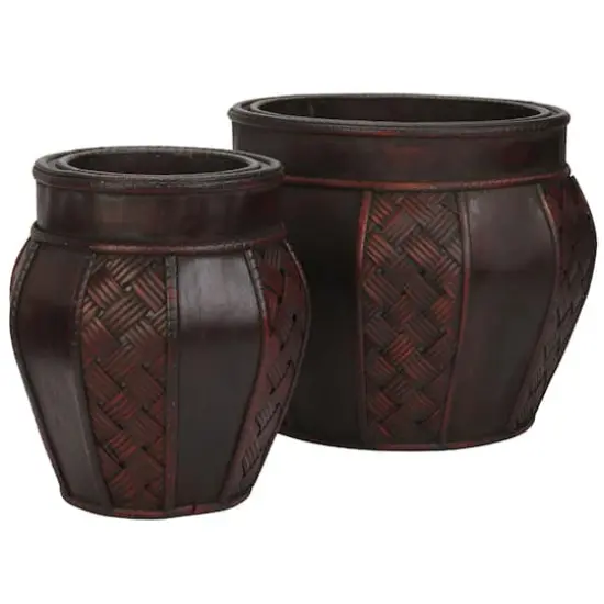 Wood & Weave Panel Decorative Planters Set {1}