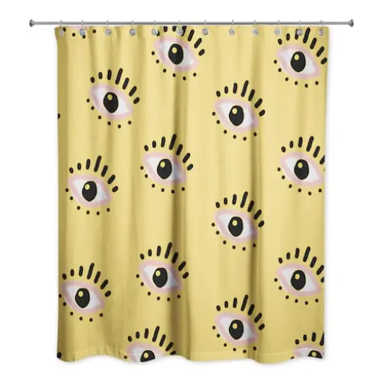 Eyeball Pattern Shower Curtain Yellow {1}