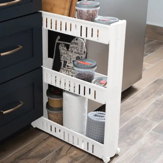 Simplify 3-Tier Slim Slide-Out Storage Cart White {5}
