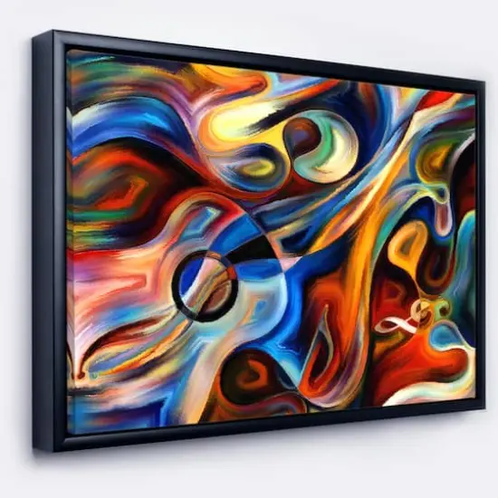 Designart - Abstract Music and Rhythm - Abstract Framed Canvas Art Print Black {1}