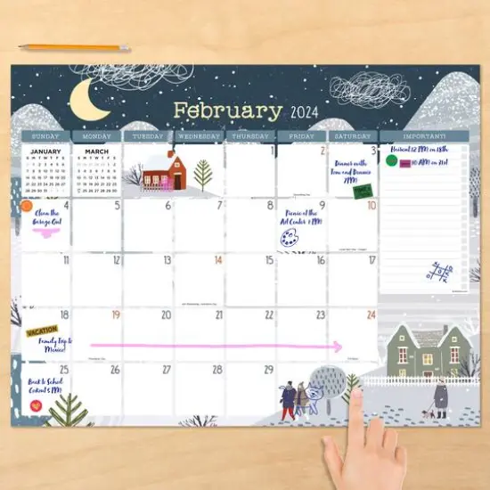 TF Publishing 2024 Folk Love Large Desk Pad Monthly Blotter Calendar {3}