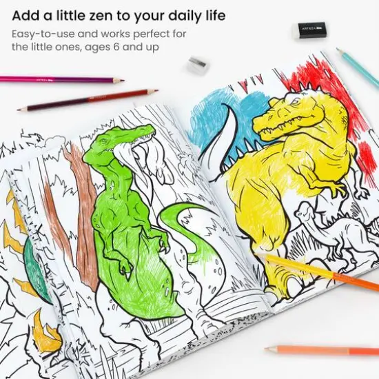 Arteza&reg; Kids Dangerous Dinosaurs Coloring Book Kit {7}