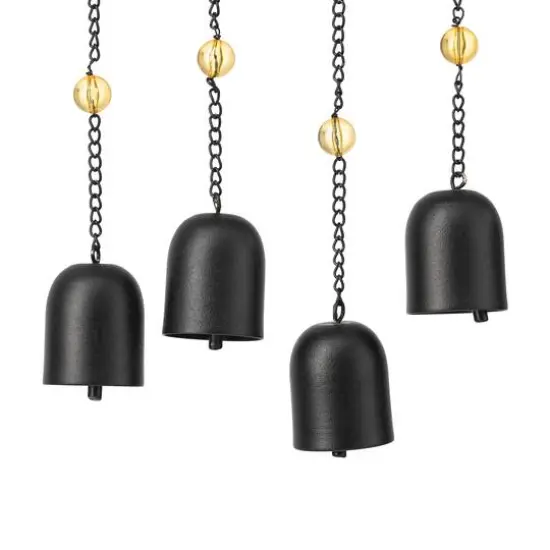 Glitzhome&reg; Matte Black Metal Tree of Life Windchime with Bells {9}