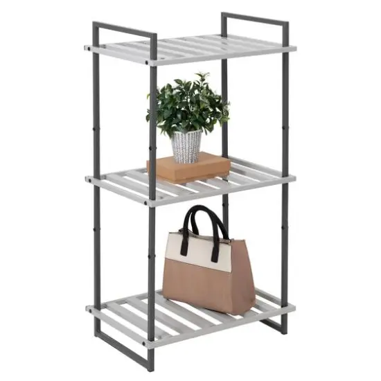 Honey Can Do Gray Tones 3-Tier Tubular Metal Shelf {4}