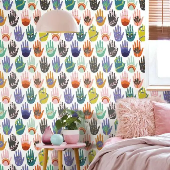 RoomMates Hamsa Peel & Stick Wallpaper White/Purple {4}