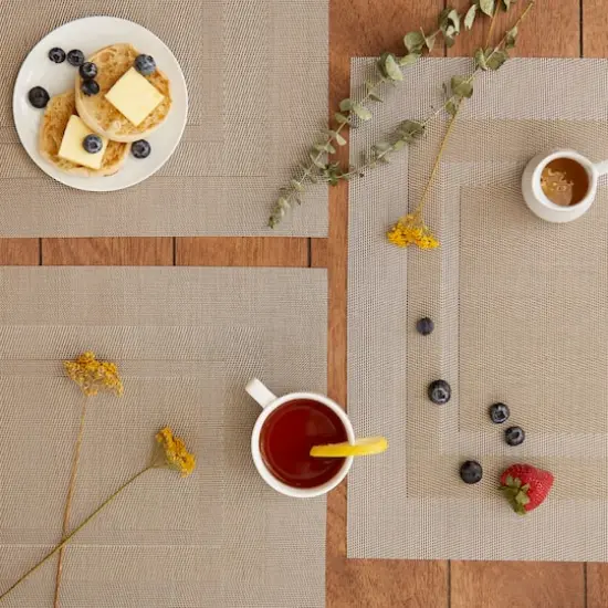 DII&reg; Vinyl Doubleframe Placemats, 6ct. Stone {6}