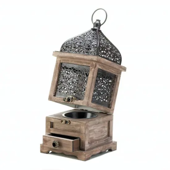 14'' Flip-Top Wooden Lantern {1}