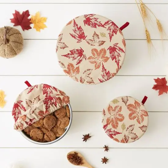 DII&reg; Rustic Leaves Print Dish Cover Set {5}