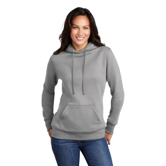 Port & Company&reg; Hooded Pullover Ladies Core Fleece Sweatshirt Athletic Heather {3}