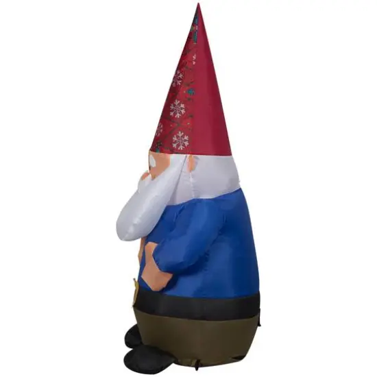 4ft. Airblown&reg; Inflatable Christmas Gnome in Red Damask Hat {4}