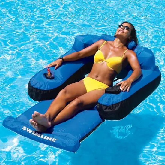 Swimline 4.5ft. Inflatable Blue & Black Ultimate Swimming Pool Chair Lounger {3}
