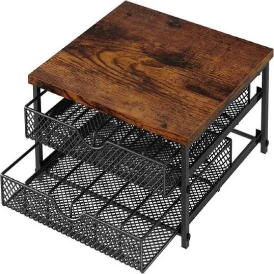 Black 2-Tier 72 Pods Drawer Coffee Organizer for K Cup {1}