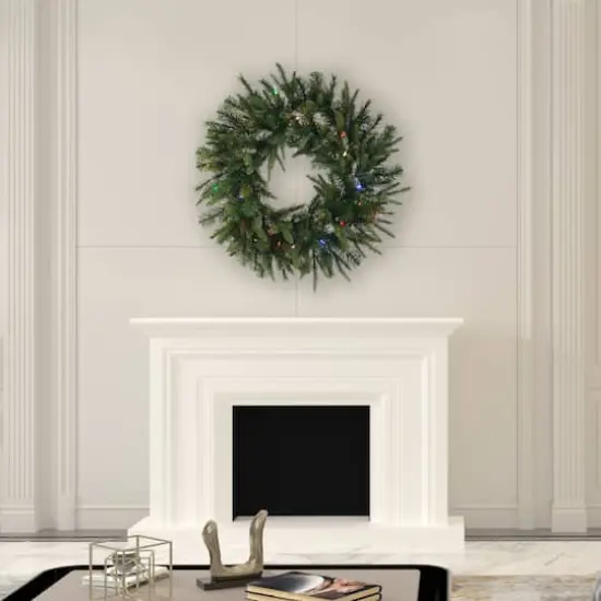 42" Multicolored LED Lights Cashmere Pine Artificial Christmas Wreath {3}