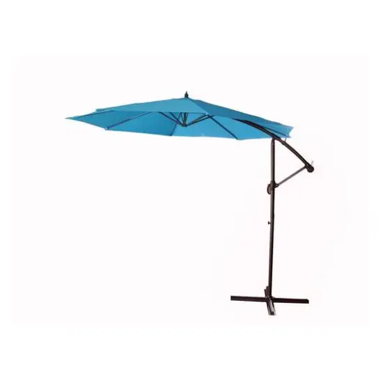 10ft. Turquoise Blue Off-Set Outdoor Patio Umbrella {1}