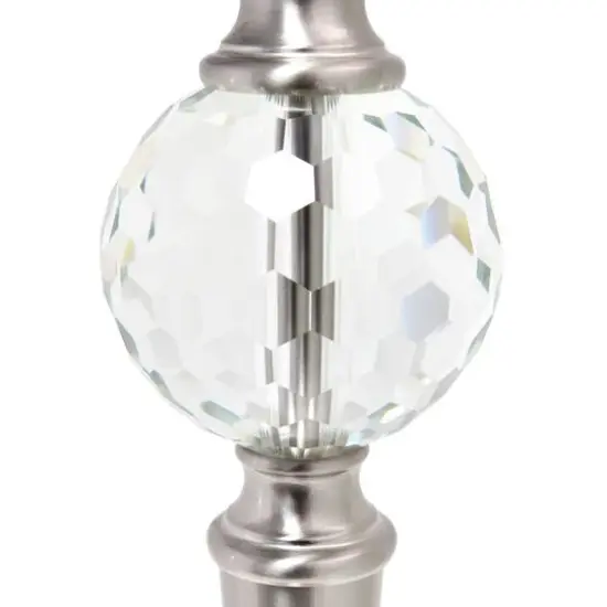 Lalia Home Brushed Nickel Crystal Drop Table and Floor Lamp Set {8}