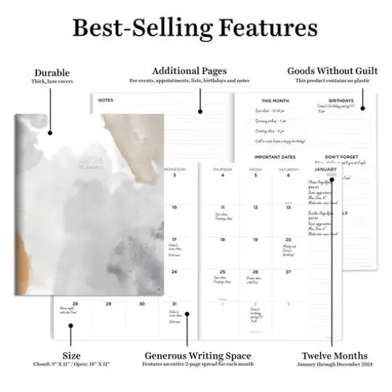 2024 Fade to Gray Large Monthly Planner {6}