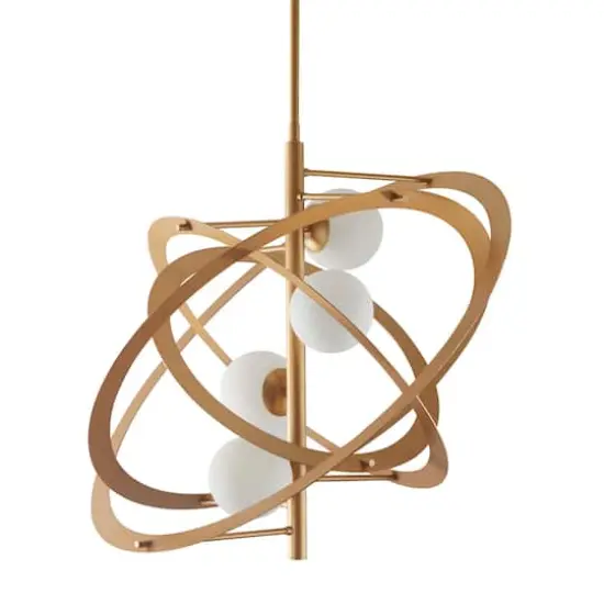 Gold Metal 4 Light Chandelier with Suspension Rod 30" x 30" x 70" {3}
