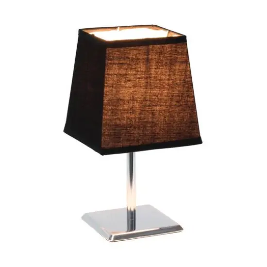 Simple Designs&trade; 9.5" Mini Chrome Table Lamp with Squared Empire Shade Black {3}