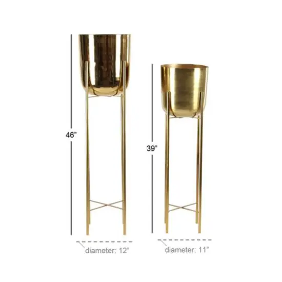 CosmoLiving by Cosmopolitan Gold Metal Glam Planter Set, 39" & 46" {7}