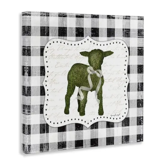 Stupell Industries Seasonal Easter Baby Calf Spring Tartan Pattern Canvas Wall Art {4}