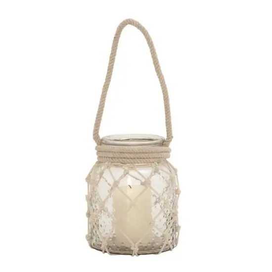Clear Glass Coastal Candle Holder Lantern, 18" x 7" x 7" {3}