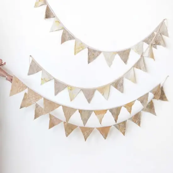 Hello Honey&reg; 6ft. Multicolor Kantha Sari Fabric Pennant Garland {4}