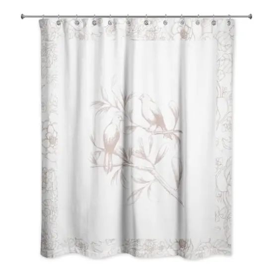 Floral Bird Perch Shower Curtain {1}