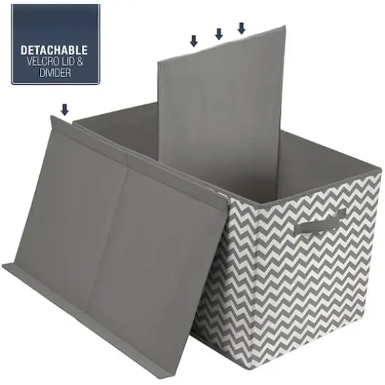 Sorbus Toy Chest with Flip-Top Lid Chevron Gray {4}