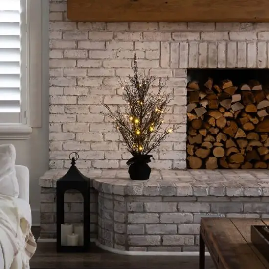 3ft. Pre-Lit Halloween Black Twig Artificial Fall Tree in Burlap Planter {8}