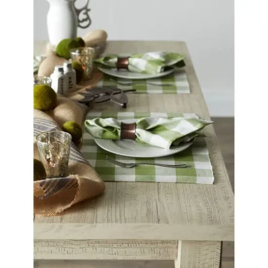 DII&reg; Buffalo Check Ribbed Placemat, 6ct. Antique Green/White {7}