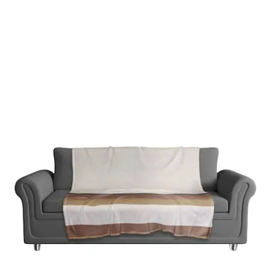 Tan Stripes 50" x 60" Coral Fleece Blanket {4}