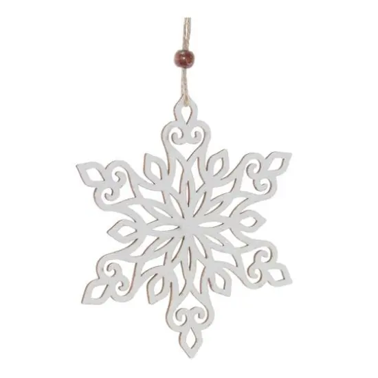 Wood Cut-Out Snowflake Ornaments Set {5}