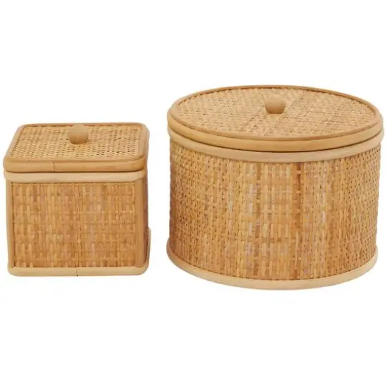 Brown Rattan Storage Box Set {8}
