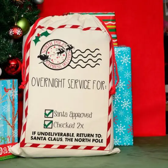 Personality Case&trade; 19" x 26" Candy Stripe Cotton Christmas Drawstring Bag {3}