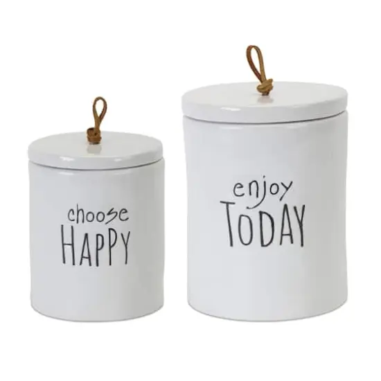Happy Sentiments Stoneware Canister Set {1}
