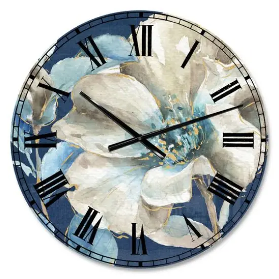 Designart Indigold Watercolor Flower I Traditional Wall Clock {1}