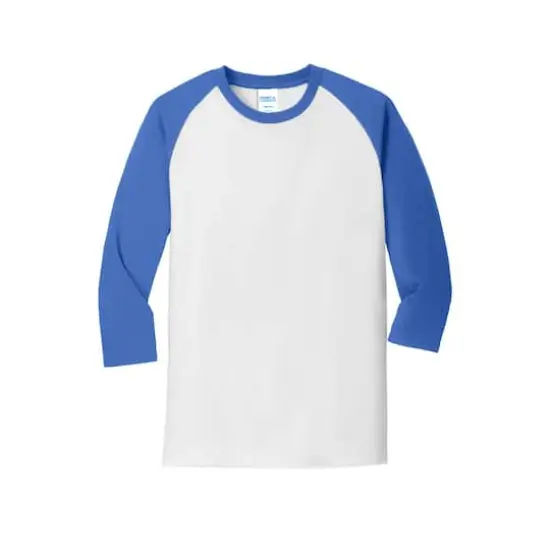 Port & Company® Core Blend 3/4-Sleeve Raglan Tee White/Royal {1}