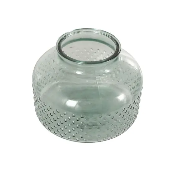 12.25" Green Glass Wide Spotted Decorative Vase {4}