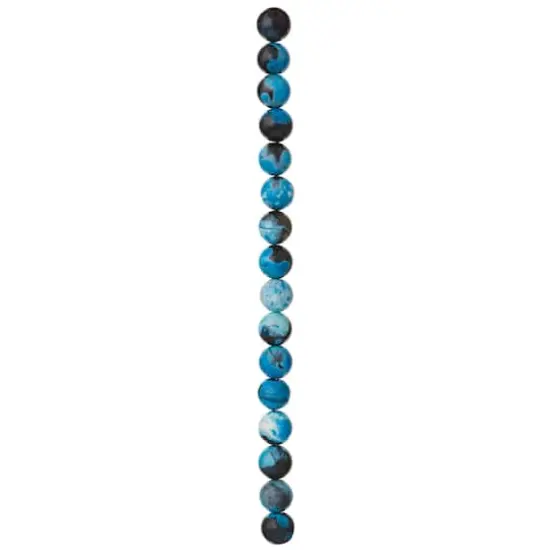 Aqua & Black Dyed Agate Round Beads, 10mm by Bead Landing&trade; {4}