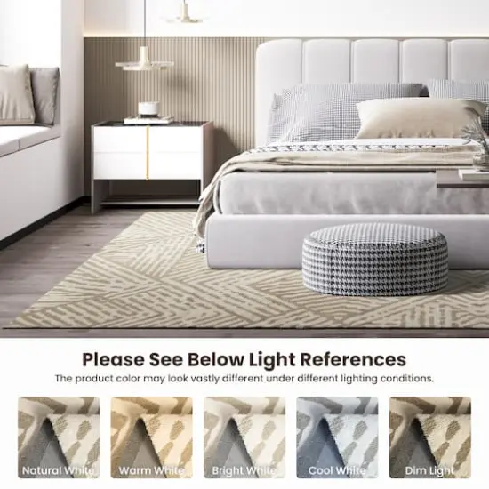 Glitzhome&reg; 8ft. x 10ft. Ivory & Tan Geometric Area Rug {7}