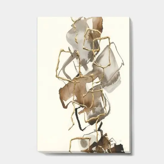 Designart - Gold Glam Squares III - Modern & Contemporary Premium Canvas Wall Art {1}