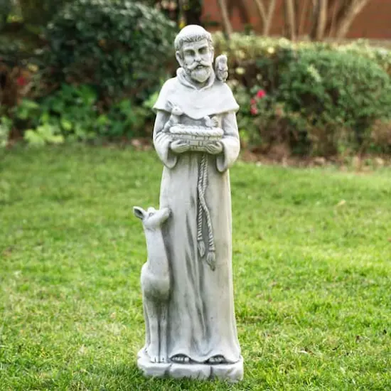 Glitzhome&reg; 36" St. Francis Bird Feeder Garden Statue {3}