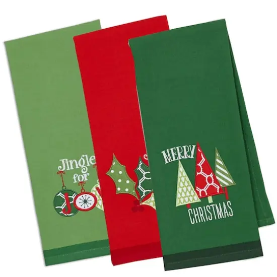 DII&reg; Mixed Christmas Embroidered Dishtowels, 3ct. {1}