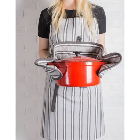 DII&reg; Mineral Gray Stripe Double Oven Mitt {4}