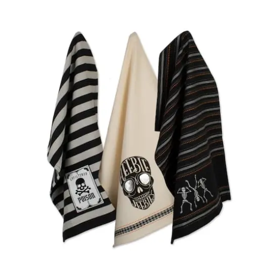 DII&reg; Assorted Skeleton Embellished Dishtowel Set {3}