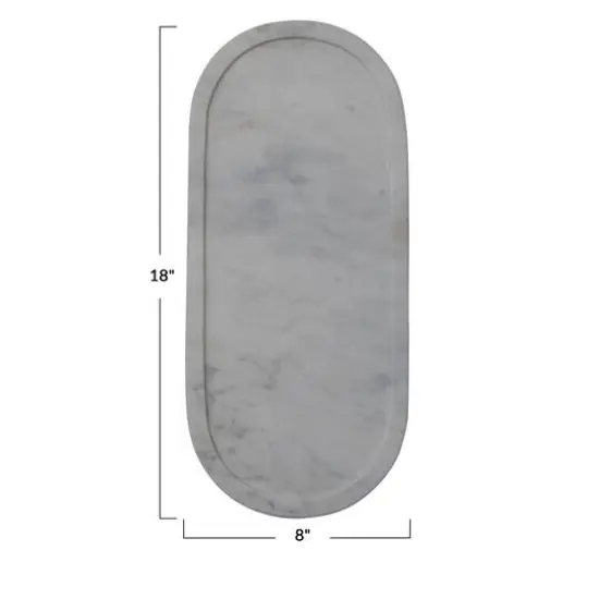 Hello Honey&reg; 18" Modern Oval Marble Serving Tray {4}