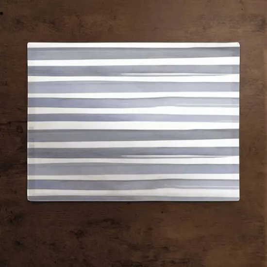 Watercolor Stripe Cotton Twill Placemat Blue/White {3}