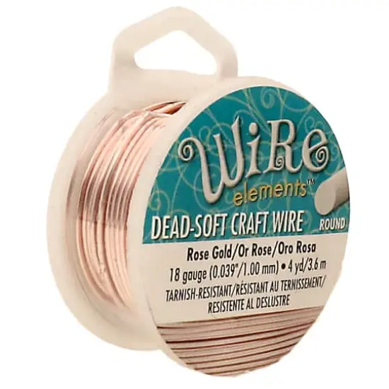 The Beadsmith® Wire Elements™ 18 Gauge Tarnish Resistant Round Soft Temper Wire, 4yd.Rose Gold {1}